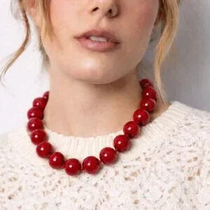 New! Red Beaded Necklace Sailor Knot NWOT Gift Minimalist